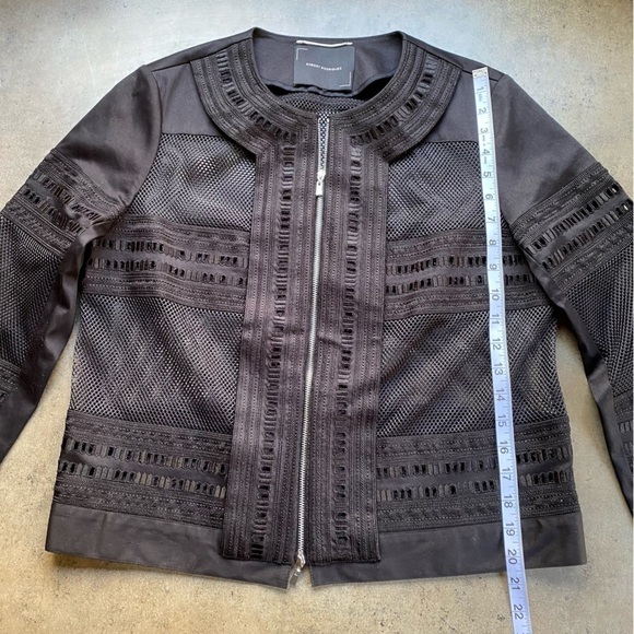 ROBERT Rodriguez Black Mesh and Lace Zip Up Bomber Jacket - Picture 9 of 11